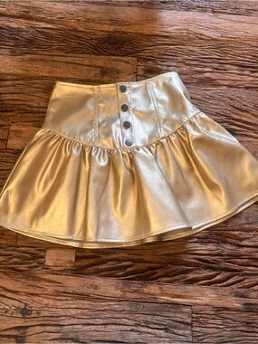 Habitual Girls faux leather High-Waist Gold Mini Skirt size 12 NWT